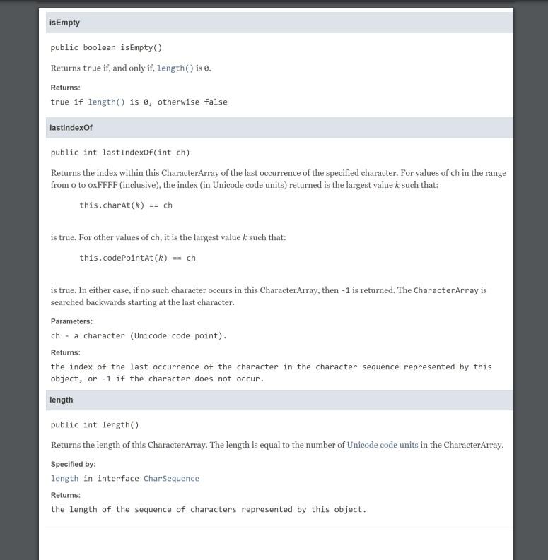 Solved Specification CharacterArray is a class that allows | Chegg.com