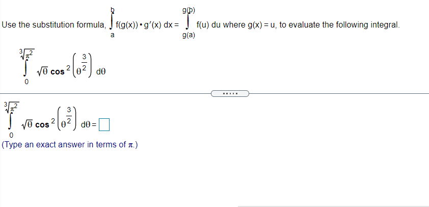 Solved Gb) Use The Substitution Formula, I Fig(x))•g'(x) Dx | Chegg.com