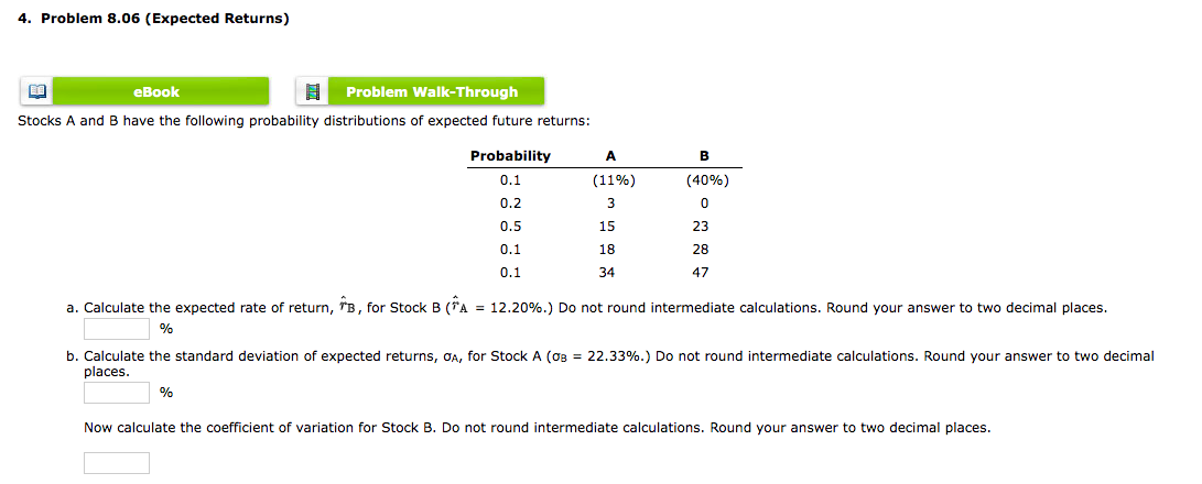 Solved Stocks A And B Have The Following Probability | Chegg.com