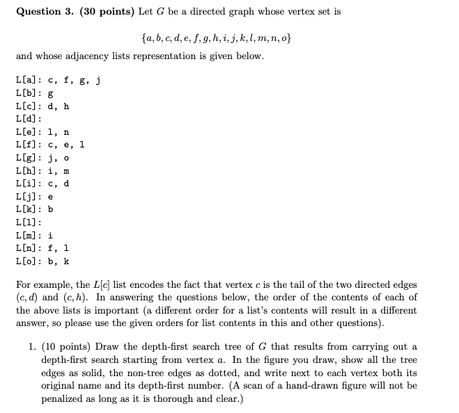 Question 3 30 Points Let G Be A Directed Graph Chegg Com
