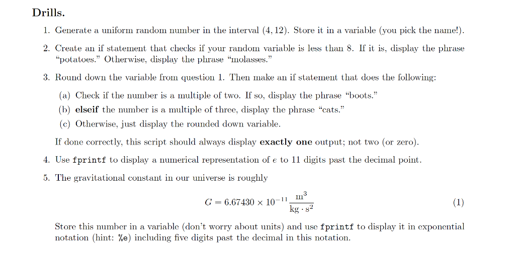 Solved Drills. 1. Generate a uniform random number in the | Chegg.com