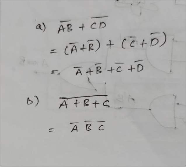 Question 1 Apply Demorgan S Theorems To Each Expression A Ab Cd D Ac Cd Ef B A B C E A Essay Streak