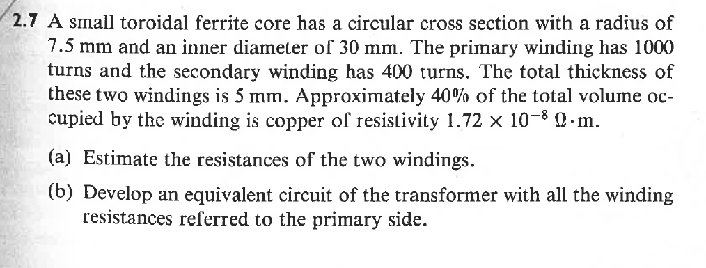 Solved 2.7 A small toroidal ferrite core has a circular | Chegg.com