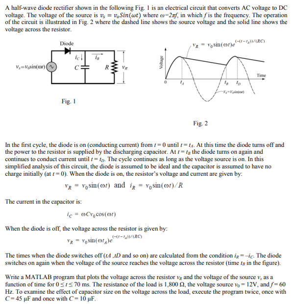 Solved A half-wave diode rectifier shown in the following | Chegg.com