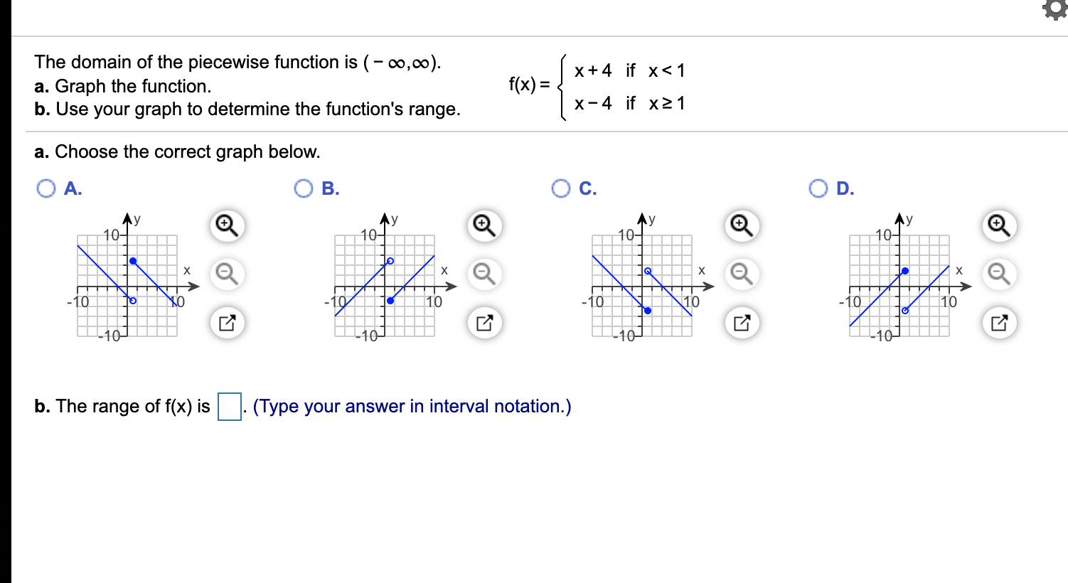 Solved O X 4 If X 1 The Domain Of The Piecewise Functi Chegg Com