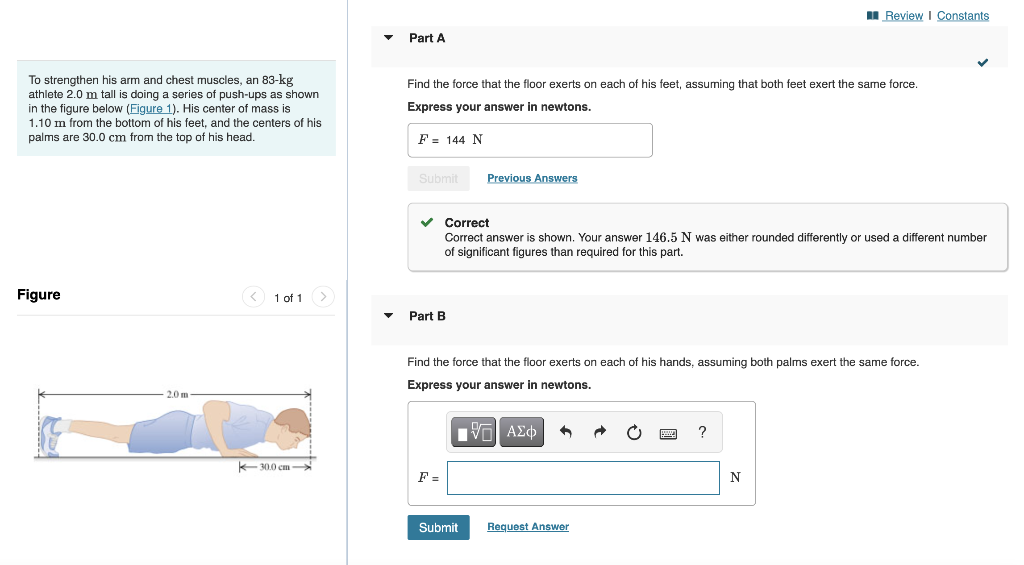 Solved To strengthen his arm and chest muscles an 83 kg Chegg