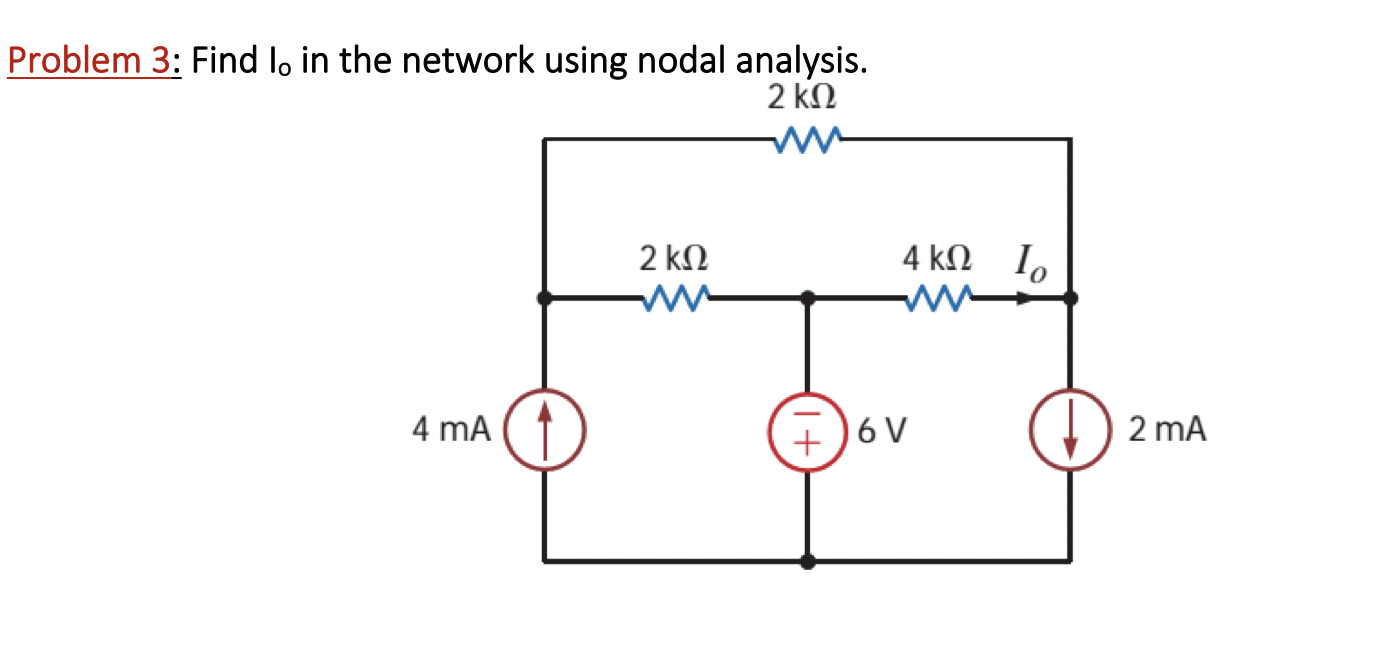 Solved Problem 3: Find IO in the network using nodal | Chegg.com