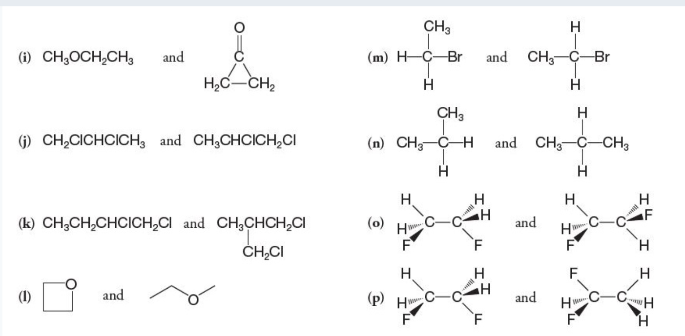 Solved Consider Each Pair Of Structural Formulas That Follow 