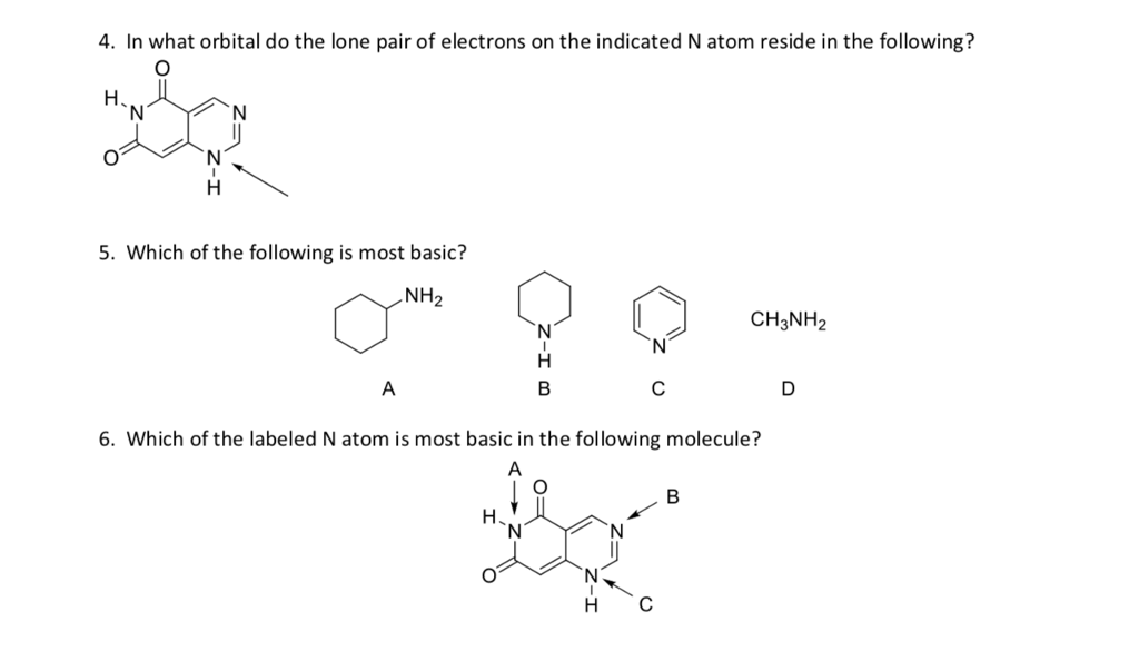 Solved 4. In what orbital do the lone pair of electrons on | Chegg.com