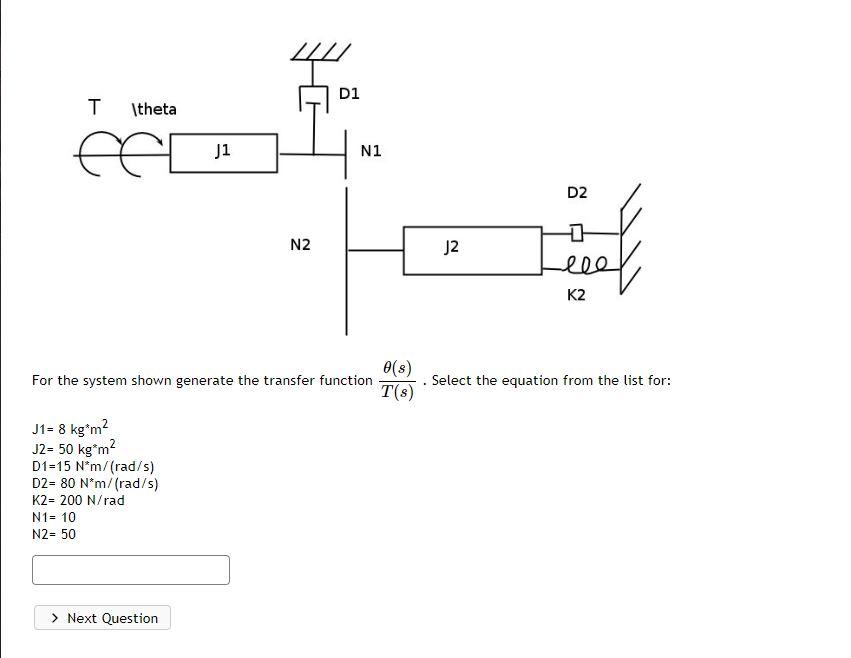Solved For the system shown generate the transfer function | Chegg.com