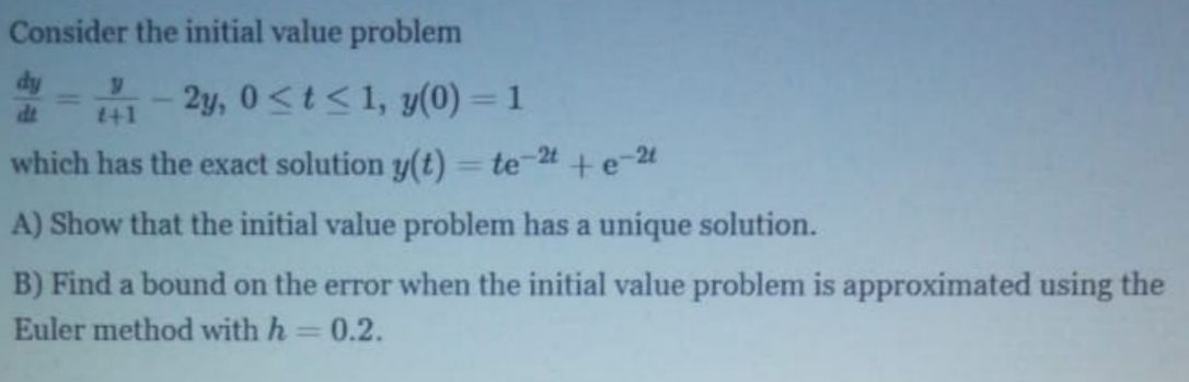 Solved Consider the initial value problem | Chegg.com