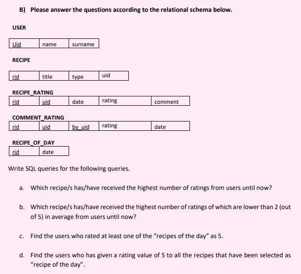 Solved B) Please Answer The Questions According To The | Chegg.com