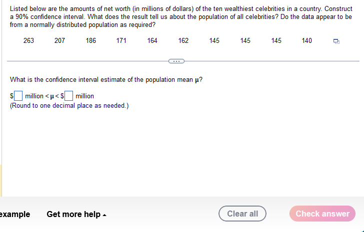 Solved Listed Below Are The Amounts Of Net Worth (in | Chegg.com