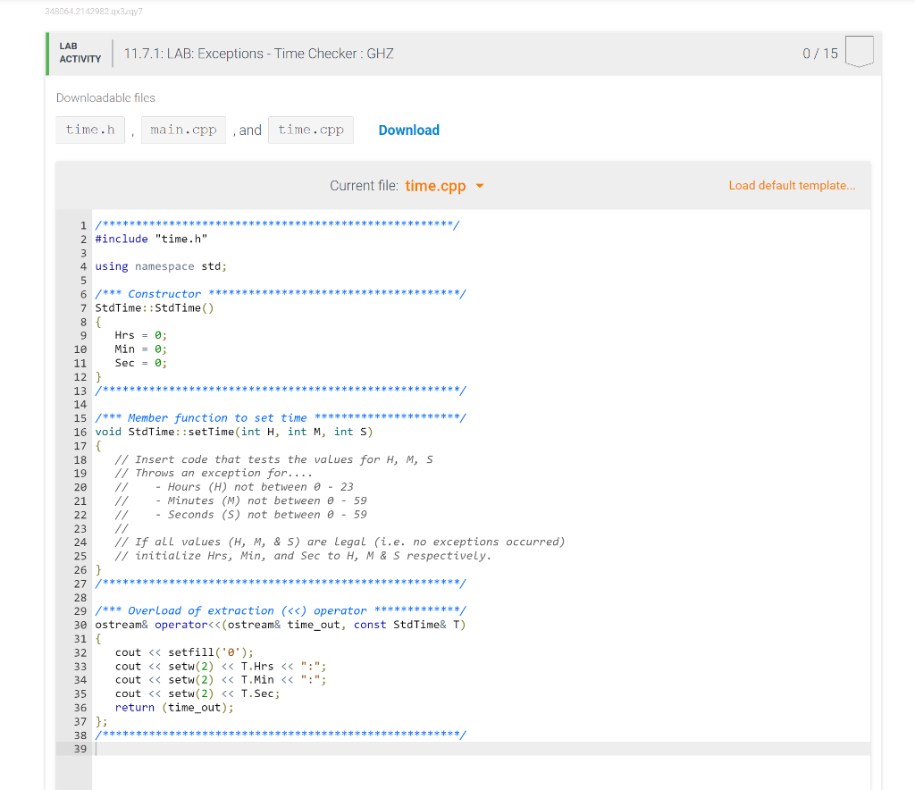 Solved 11.7 LAB: Exceptions - Time Checker : GHZ The program | Chegg.com