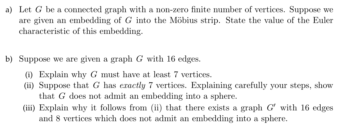 Solved a) Let G be a connected graph with a non-zero finite | Chegg.com