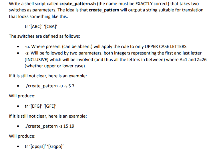 Solved Write a shell script called create_pattern.sh (the | Chegg.com