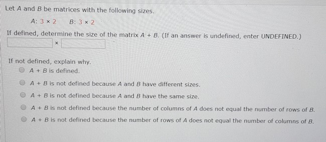 Solved Let A And B Be Matrices With The Following Sizes. A: | Chegg.com