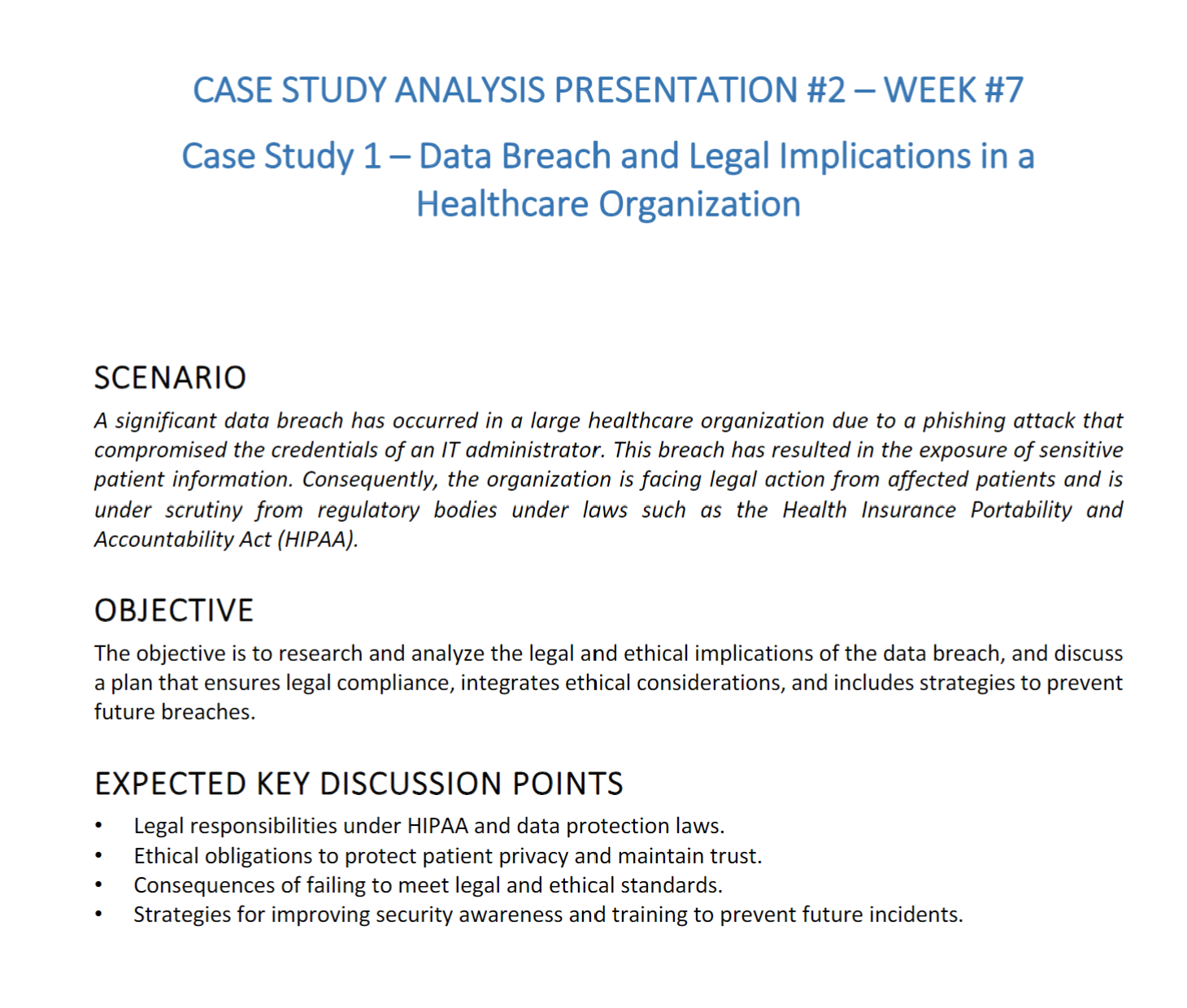 Solved CASE STUDY ANALYSIS PRESENTATION #2 - ﻿WEEK #7Case | Chegg.com