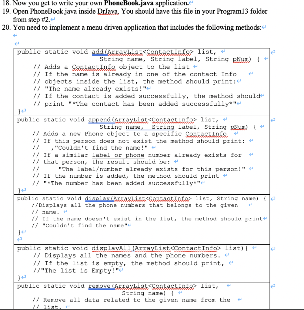 Solved 18. Now you get to write your own PhoneBook.java | Chegg.com