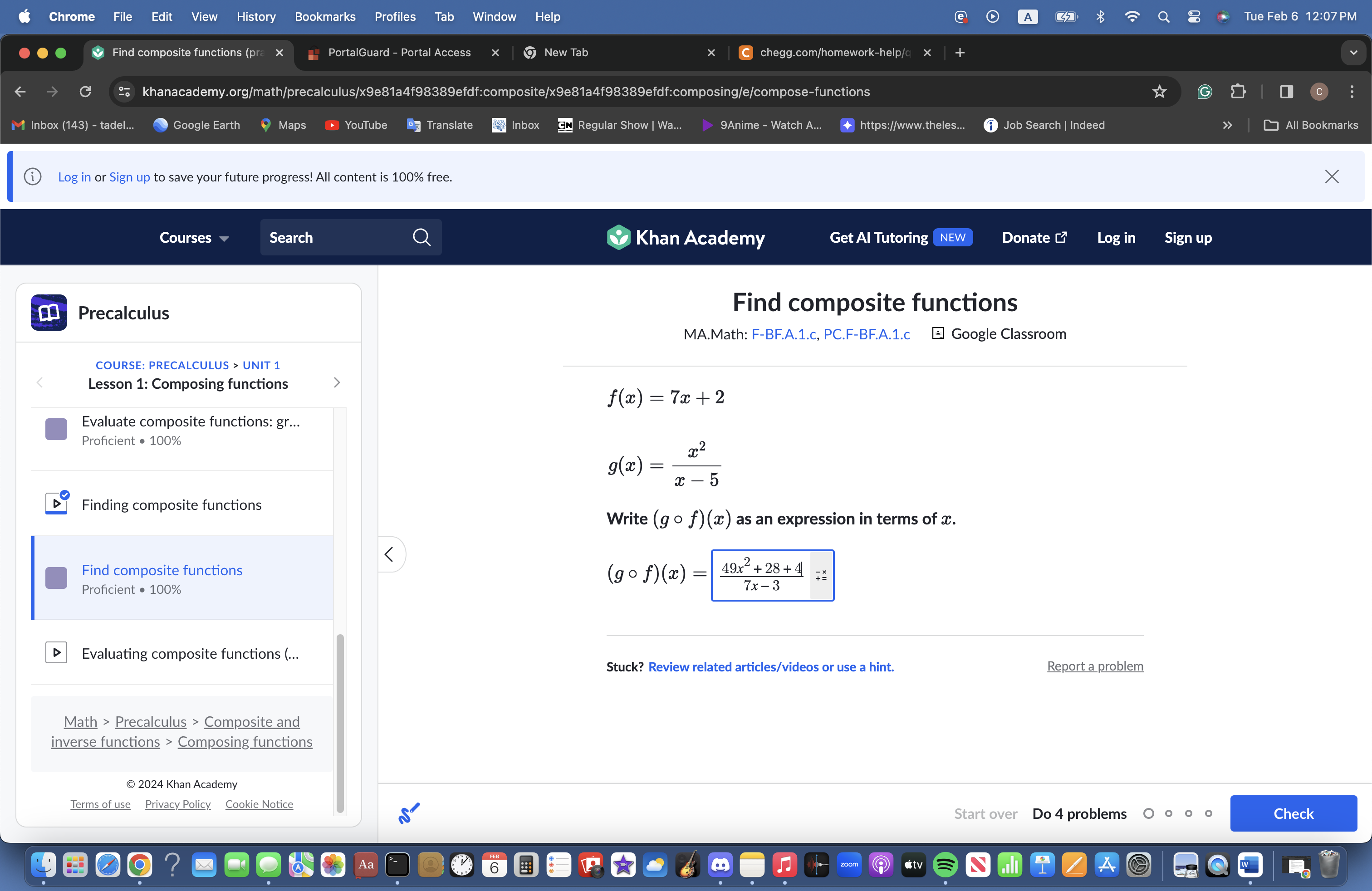 precalculus lesson 2.1 homework