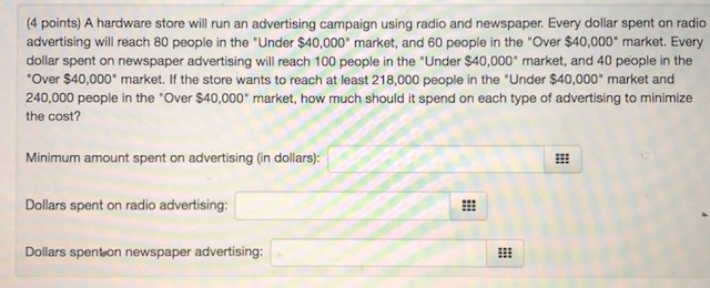 Solved (4 Points) A Hardware Store Will Run An Advertising | Chegg.com