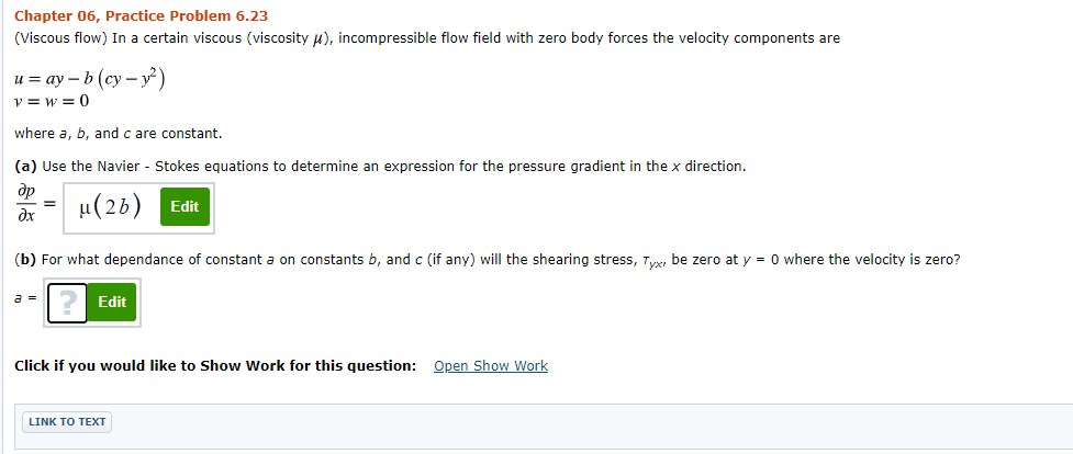 Solved Chapter 06, Practice Problem 6.23 (viscous Flow) In A | Chegg.com