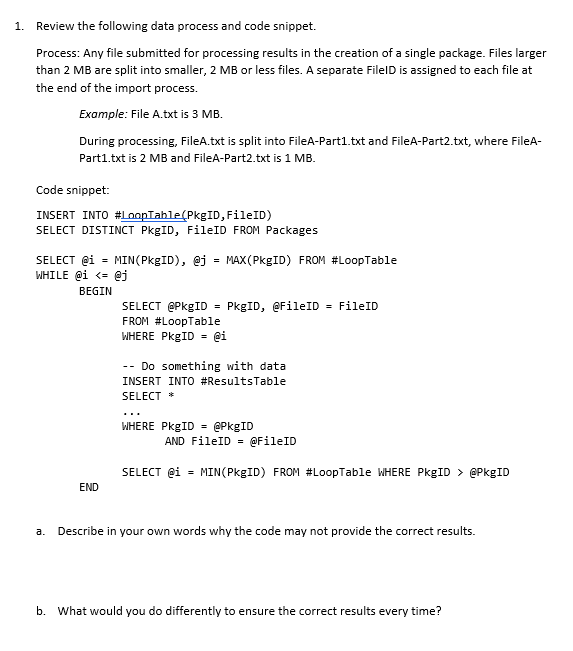 Solved 1. Review the following data process and code | Chegg.com
