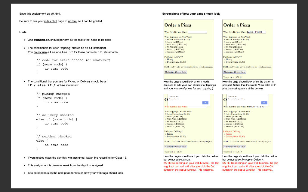 Solved JavaScript Order Form Make a web page that has a form | Chegg.com