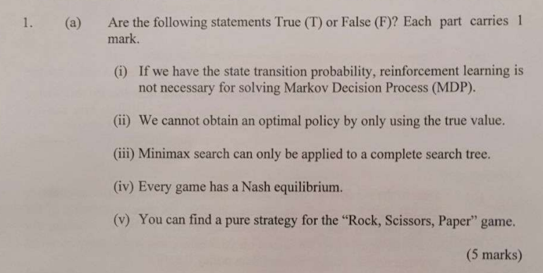 Solved Are The Following Statements True (T) Or False (F)? | Chegg.com