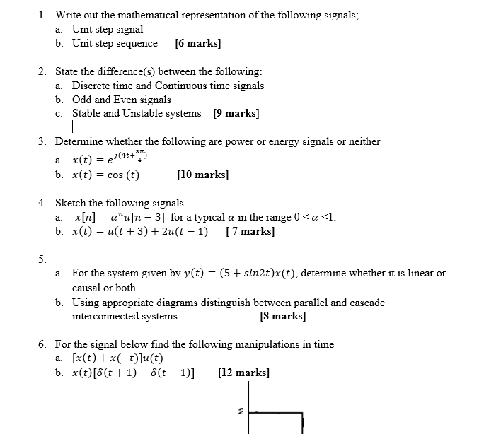 Solved 1. Write out the mathematical representation of the | Chegg.com