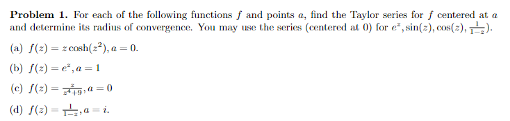 Solved Problem 1. For each of the following functions f and | Chegg.com ...