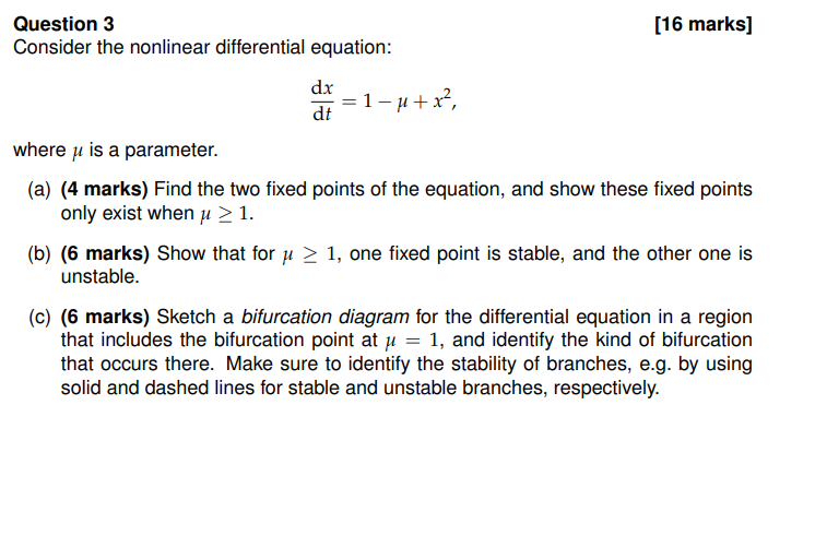 Solved Question 3 (16 marks] Consider the nonlinear | Chegg.com