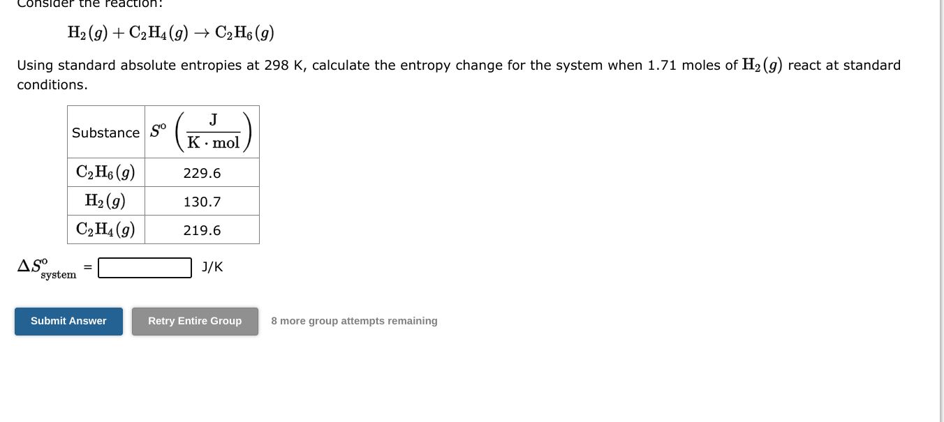 Solved H2 g C2H4 g C2H6 g Using standard absolute Chegg