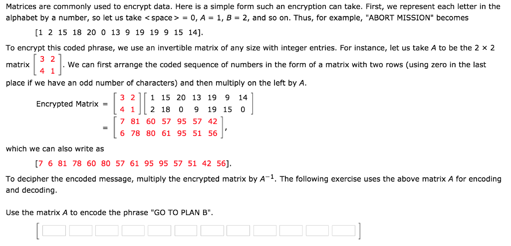 Matrices In Encryption Solved Matrices are commonly used to encrypt data. Here is a | Chegg.com