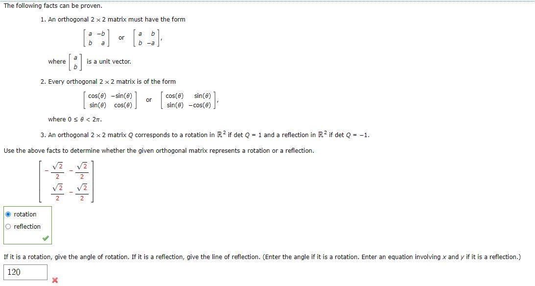 Solved The following facts can be proven. 1. An orthogonal 2 | Chegg.com