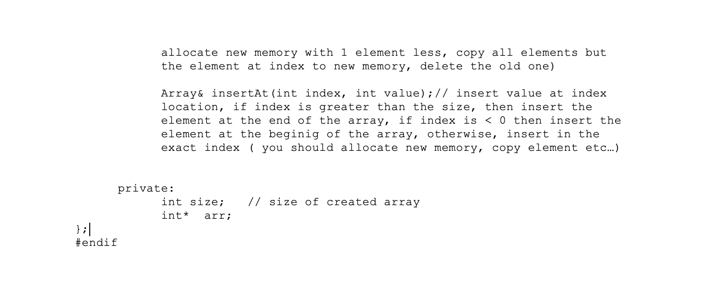 Exercise 1: Implement the Array class that is defined | Chegg.com
