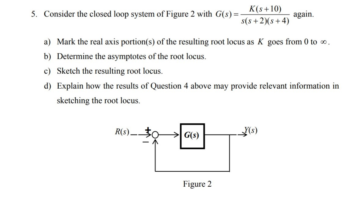 Solved 5. Consider the closed loop system of Figure 2 with | Chegg.com