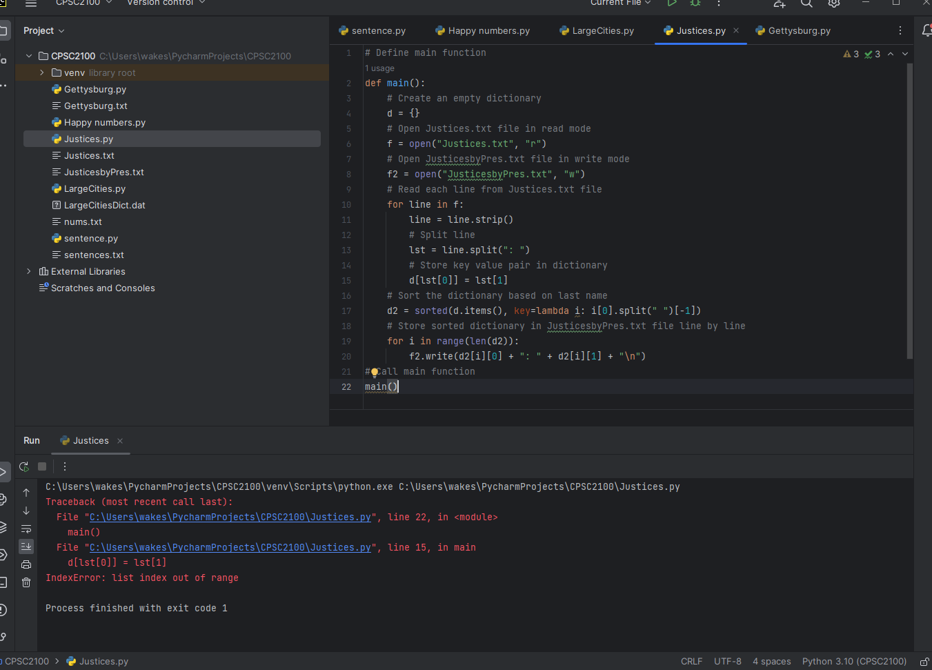 The code used is Python. The program should sort | Chegg.com