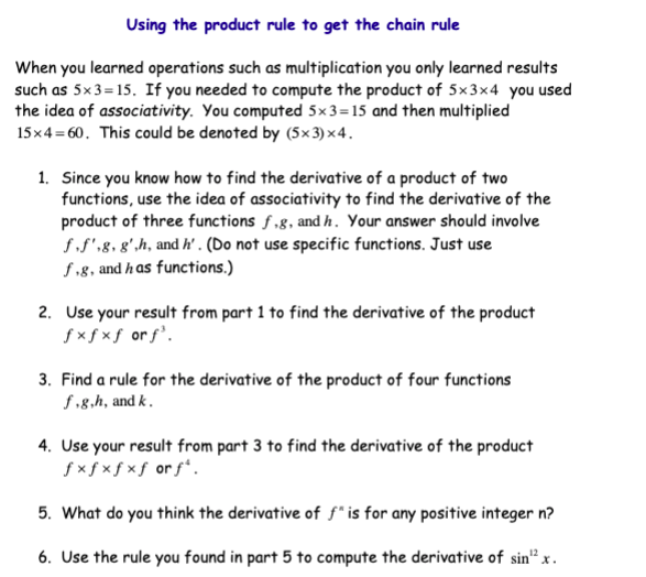 Solved Using the product rule to get the chain rule When you | Chegg.com