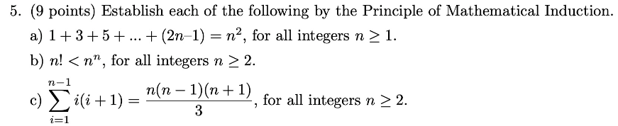 Solved 5. (9 points) Establish each of the following by the | Chegg.com