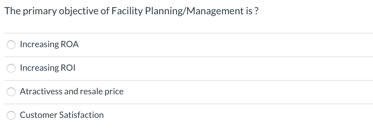 Solved Facility Planning is divided into Facility Design and | Chegg.com