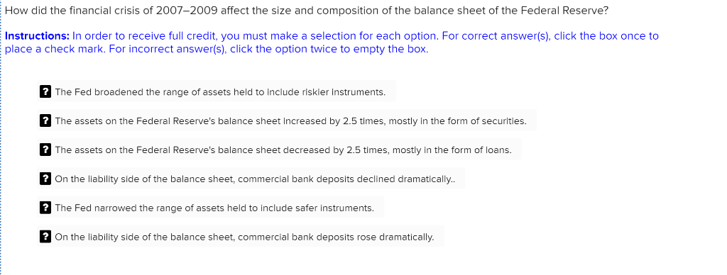 Solved How did the financial crisis of 2007-2009 affect the | Chegg.com