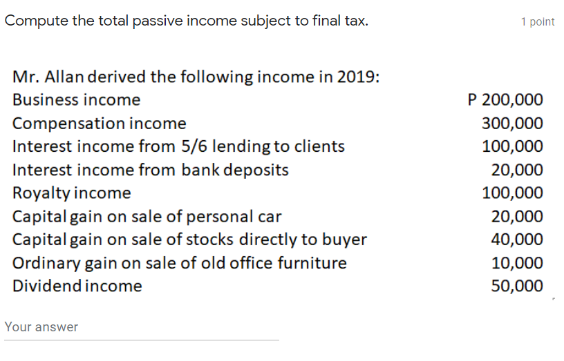 Which Is Not Subject To Final Tax