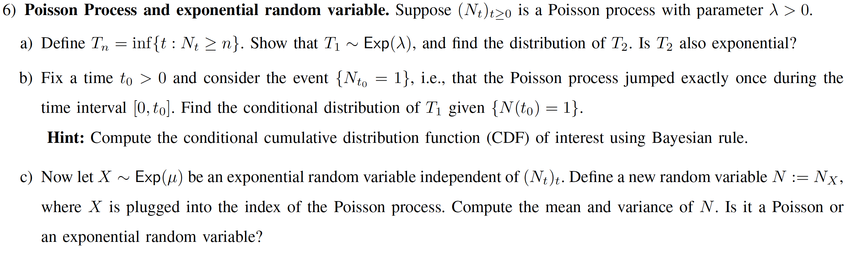 6) Poisson Process and exponential random variable. | Chegg.com
