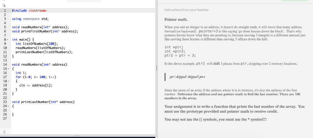 Solved Instructions from your teacher Pointer math. When you | Chegg.com