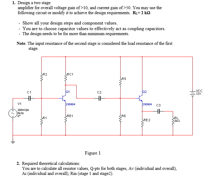 Solved Design a two stage amplifier with the following | Chegg.com