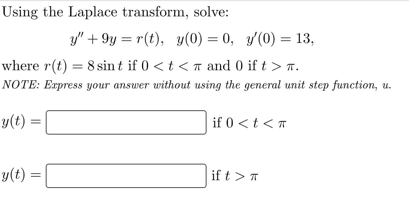 Solved Using The Laplace Transform Solve Chegg Com