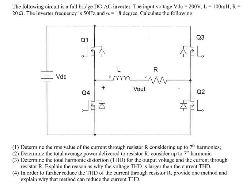 The following circuit is a full bridge DC-AC | Chegg.com