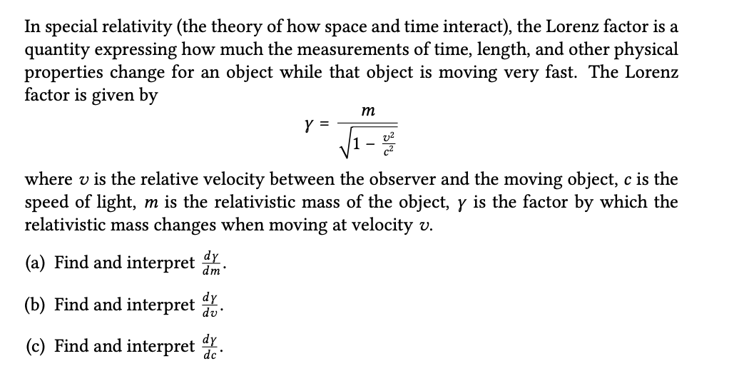 Solved m In special relativity (the theory of how space and | Chegg.com