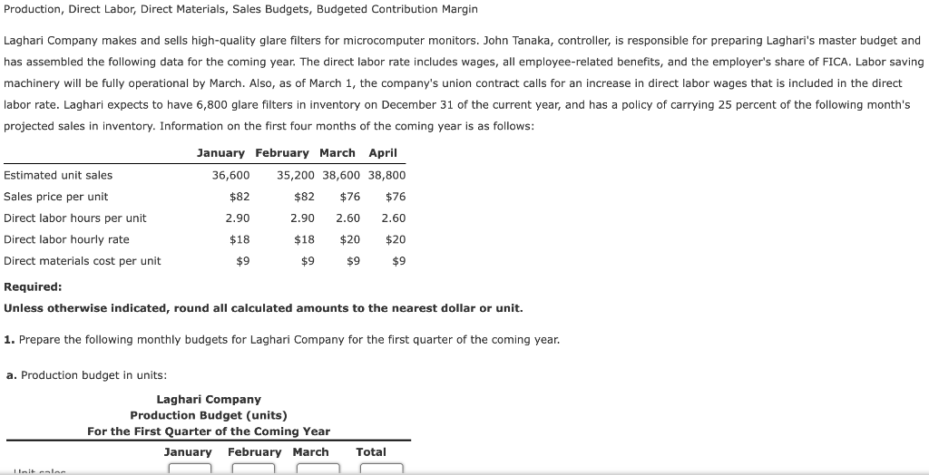 Solved B. Direct B. Labor Budget In Hours: Round Your | Chegg.com